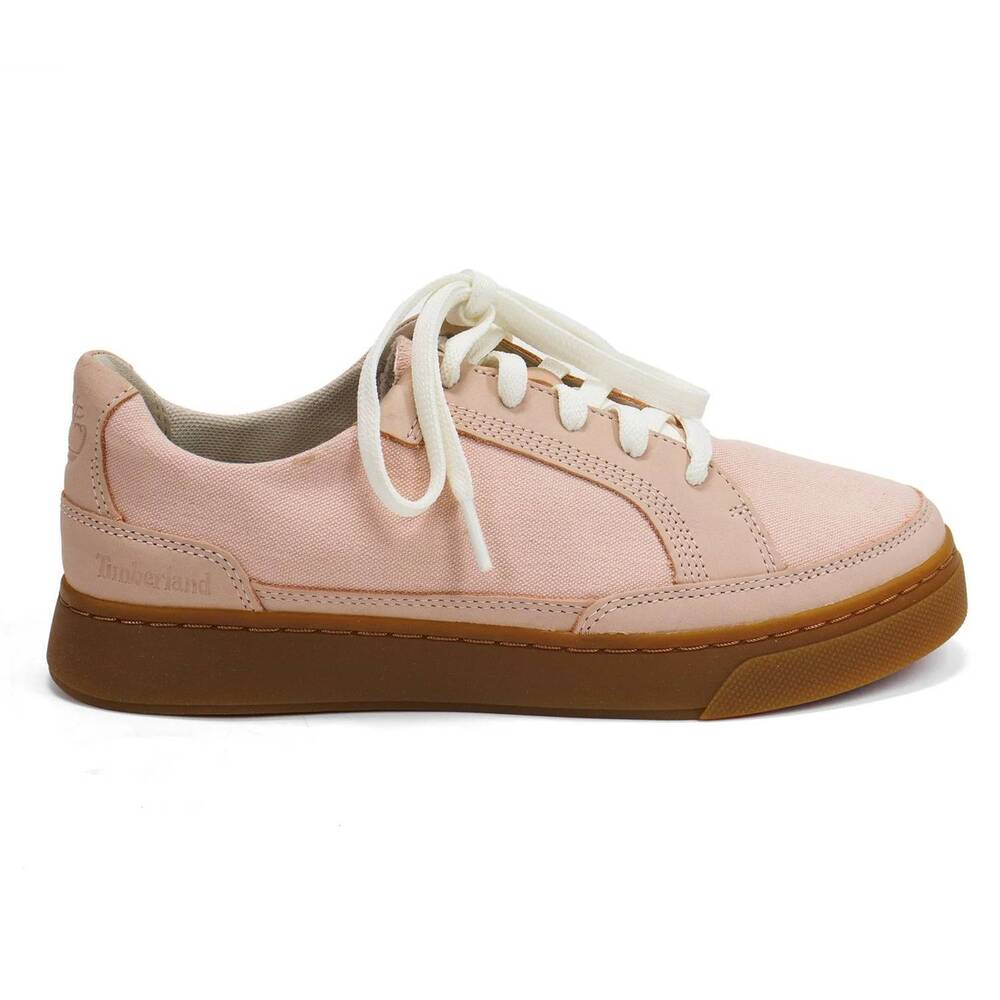 NEW TIMBERLAND women's atlanta green ek+ sneakers in light pink canvas
